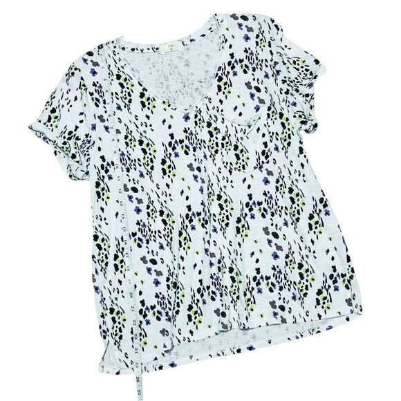 T.LA ANTHROPOLOGIE NWT Short Sleeve Abstract Floral V-Neck T-Shirt M - Picture 9 of 13
